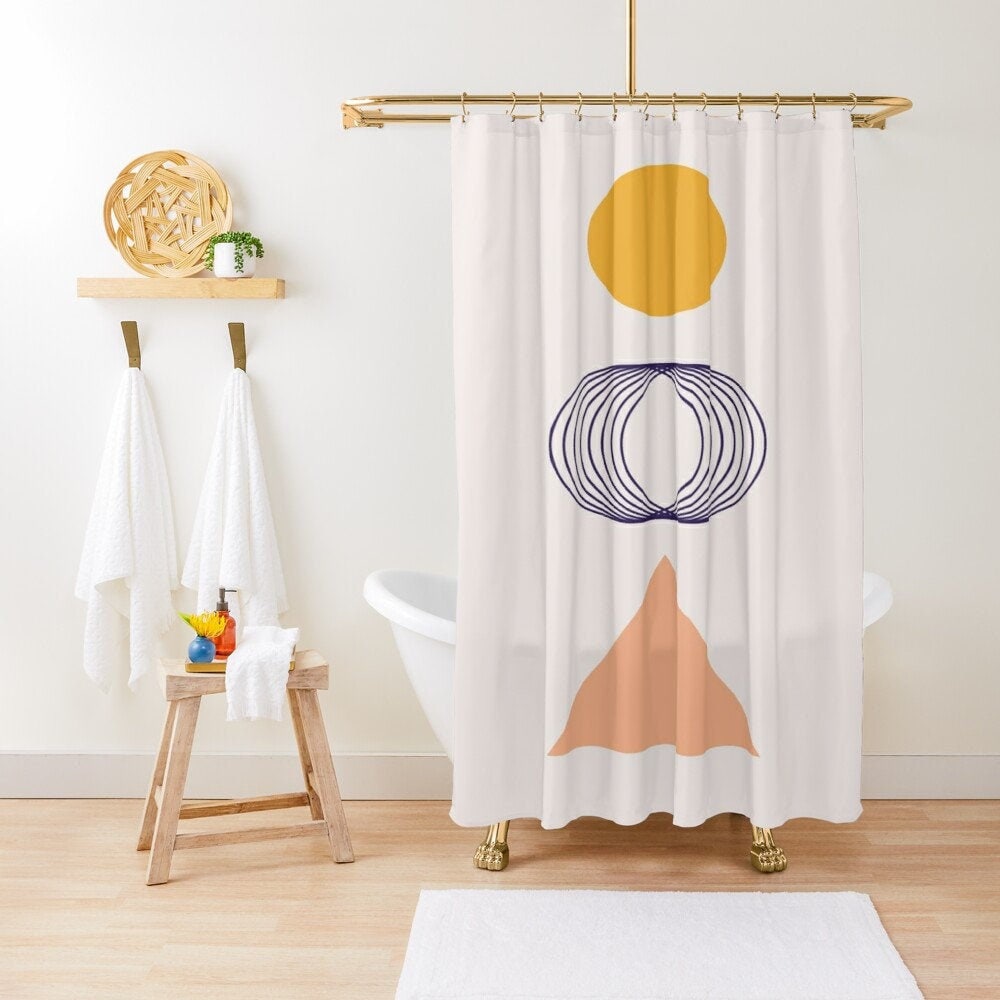Artistic Earth Colors Abstract Shower Curtain Minimalist Art Curtain with Waterproof and Extra-Durable Eco