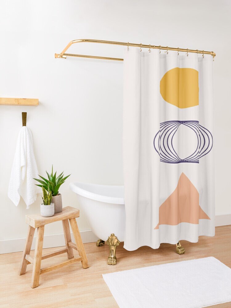 Artistic Earth Colors Abstract Shower Curtain Minimalist Art Curtain with Waterproof and Extra-Durable Eco - Image 2