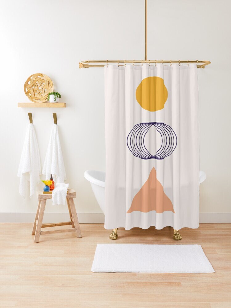 Artistic Earth Colors Abstract Shower Curtain Minimalist Art Curtain with Waterproof and Extra-Durable Eco - Image 3