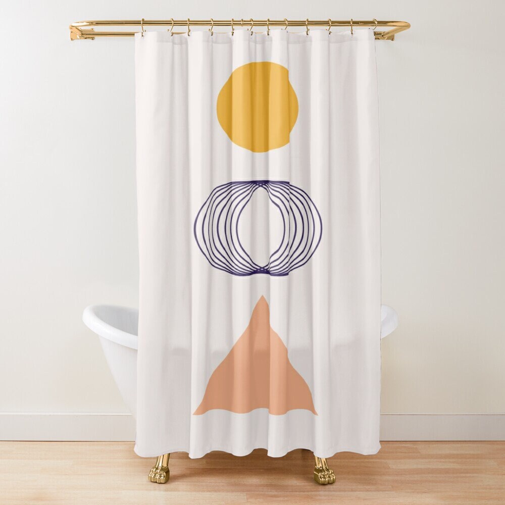 Artistic Earth Colors Abstract Shower Curtain Minimalist Art Curtain with Waterproof and Extra-Durable Eco - Image 4
