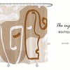 Artistic Female Face Shower Curtain, Abstract Line Art with Girls Face, Waterproof Washable with Hooks