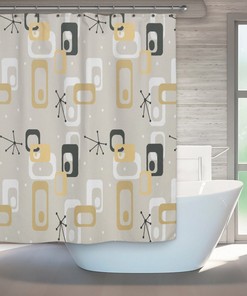 Artistic Mid Century Modern Shower Curtain for Retro Bath