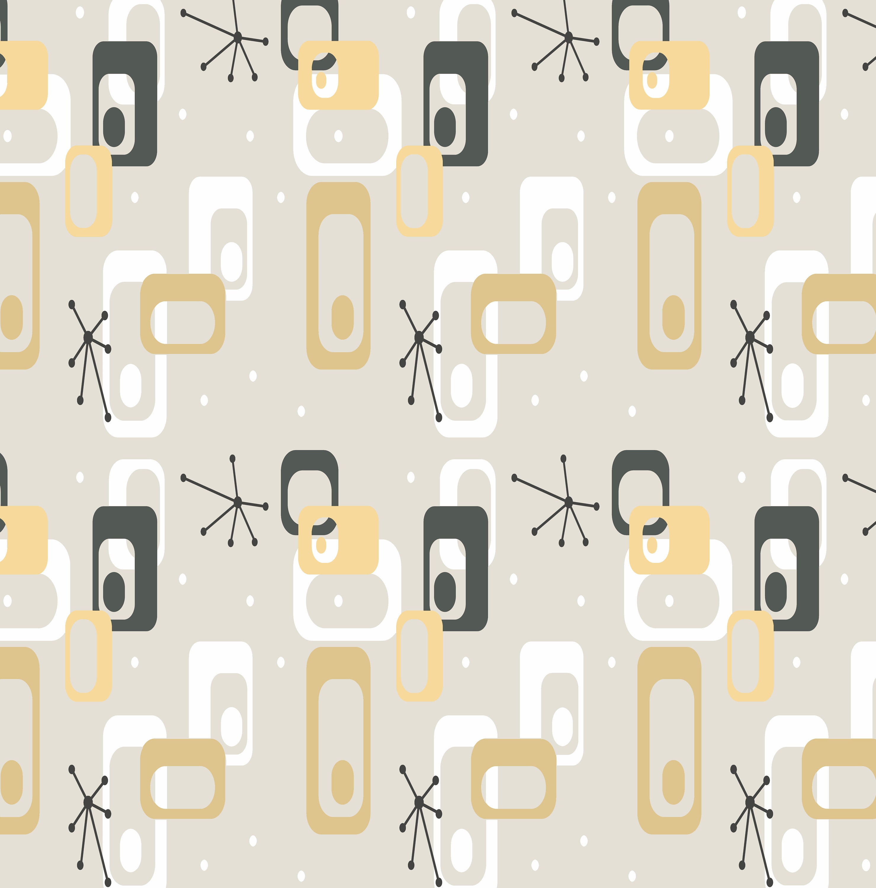 Artistic Mid Century Modern Shower Curtain for Retro Bath - Image 2