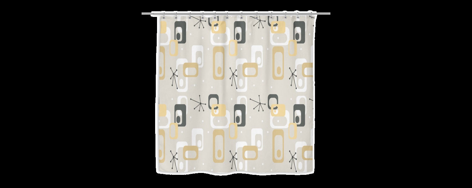 Artistic Mid Century Modern Shower Curtain for Retro Bath - Image 3