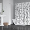 Artistic Post Modern Abstract Shower Curtain Line Art Pattern Bathroom Curtain for Modern Black and White Bath Decor