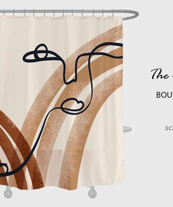 Artistic Shower Curtain, Simple Modern Abstract Bathroom Decor, Waterproof with Hooks, Custom Sizes Available