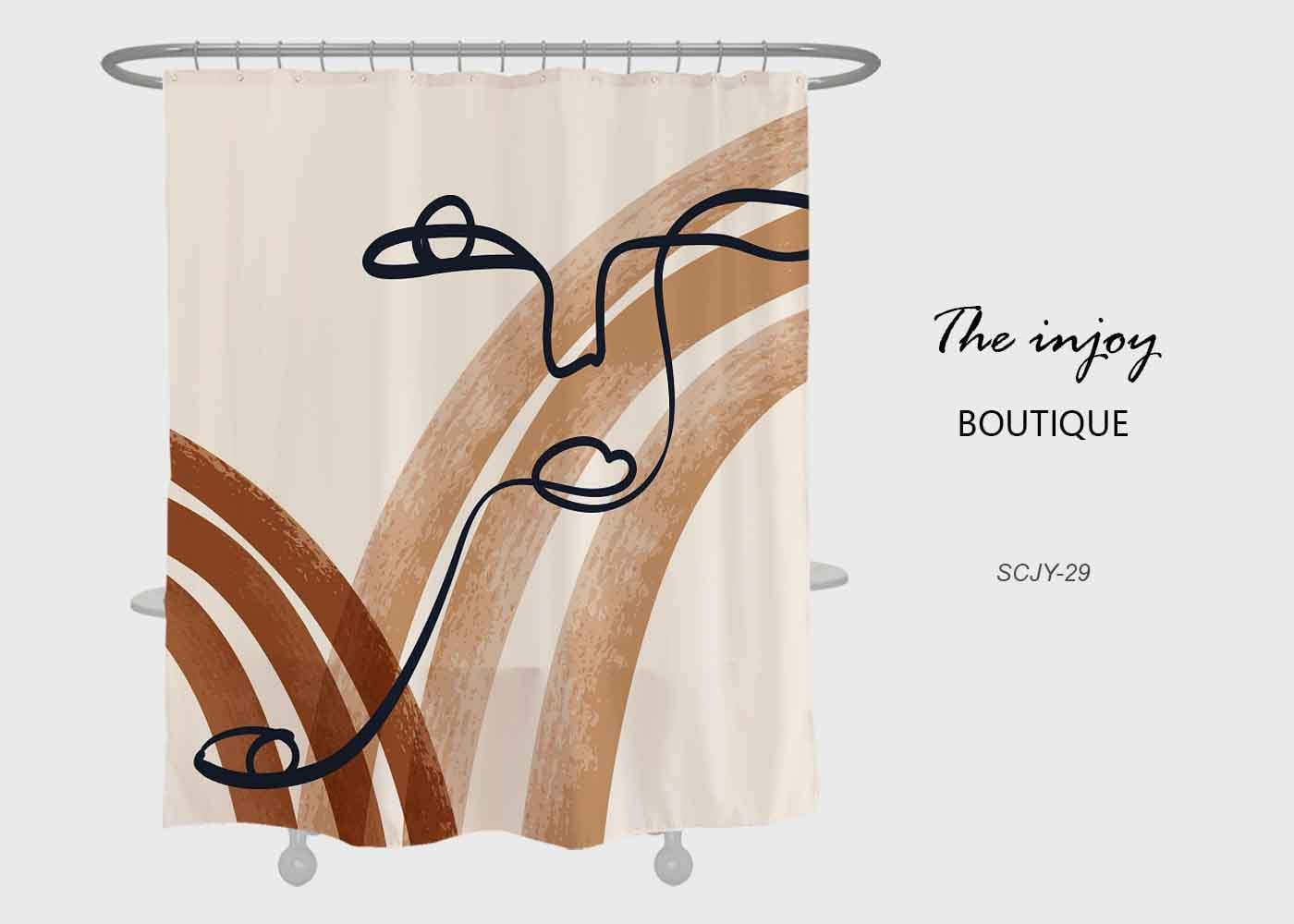 Artistic Shower Curtain, Simple Modern Abstract Bathroom Decor, Waterproof with Hooks, Custom Sizes Available