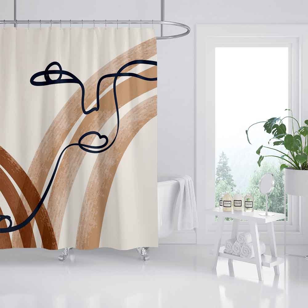 Artistic Shower Curtain, Simple Modern Abstract Bathroom Decor, Waterproof with Hooks, Custom Sizes Available - Image 2