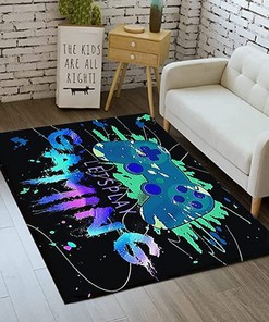 Artistic T-Shirt for Gamer Boys: Video Controller Watercolor Style Area Rug with Non-Slip Base