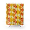 Astro Starburst Geometric Yellow and Orange Retro Shower Curtain for a Space Age Bathroom