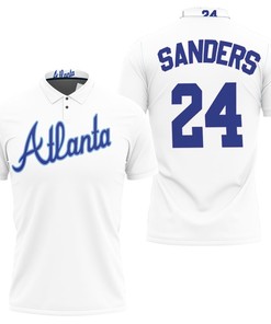 Atlanta Braves Deion Sanders #42 MLB Big Tall Cooperstown Collection Mesh Wordmark Polo Shirt with Breathable Fabric