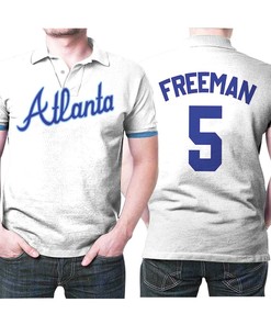Atlanta Braves Freddie Freeman #5 MLB Big Tall Cooperstown Collection Mesh Wordmark 3D Designed Allove Polo Shirt