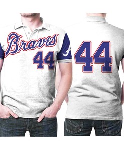 Atlanta Braves Hank Aaron #44 MLB Baseball Team Logo 3D Designed Allover Gift for Braves Fans Polo Shirt with Quote