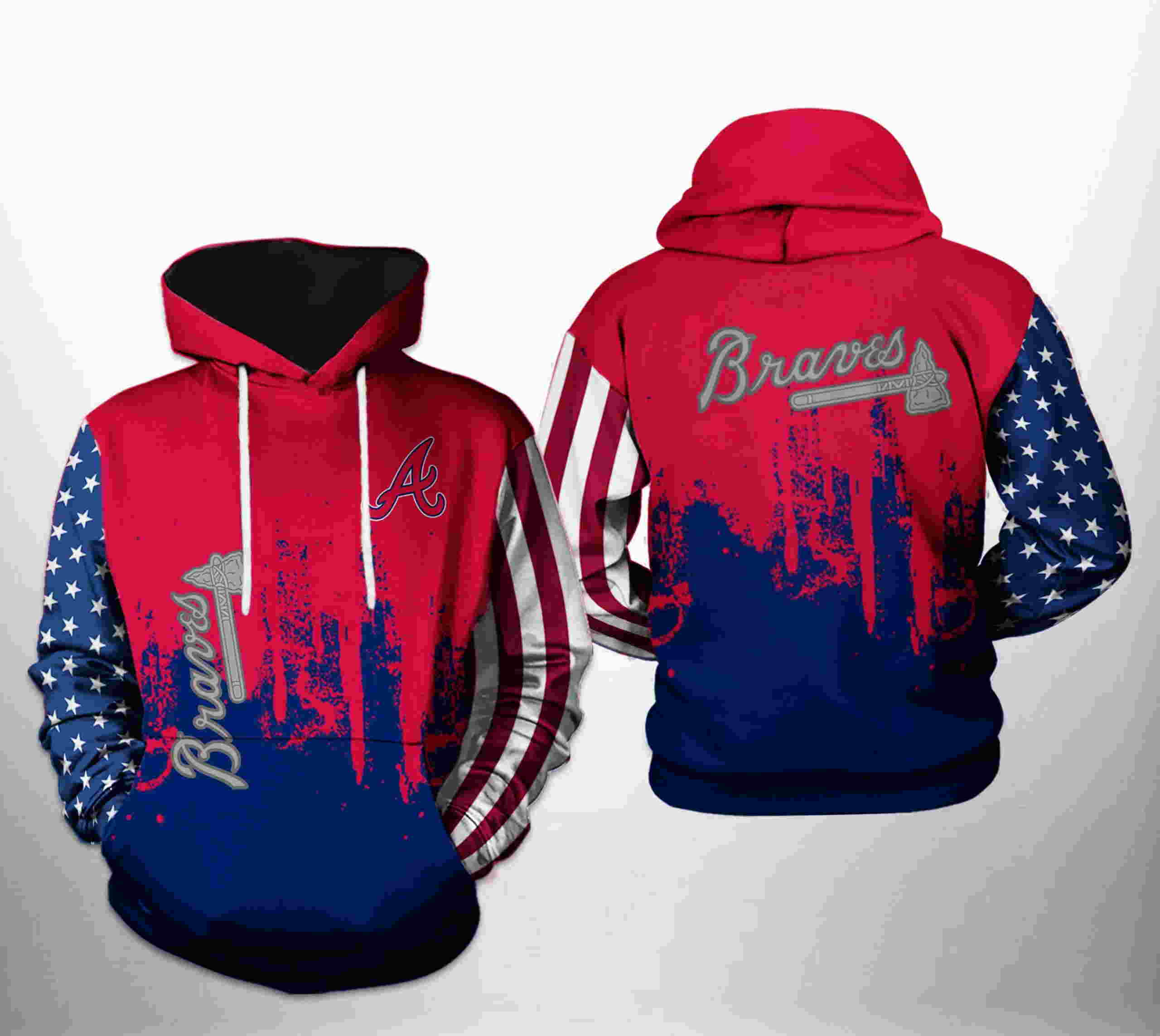 Atlanta Braves MLB Team US 3D Hoodie with Patriotic Design