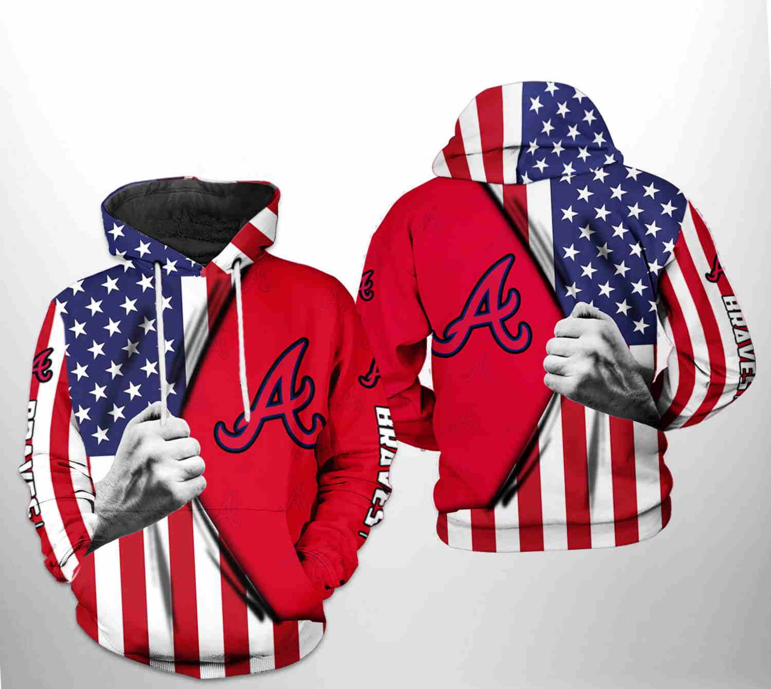 Atlanta Braves MLB US Flag 3D Hoodie with Awesome Design