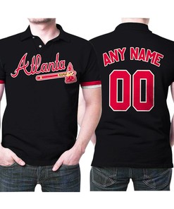Atlanta Braves Majestic 2019 Alternate Black Team Jersey Inspired Style Polo Shirt with 3D T-Shirt Blender