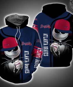 Atlanta Braves and Jack Skellington 3D Hoodie in All Over Print