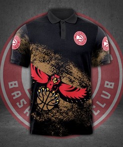 Atlanta Hawks All Over Print 3D Polo T-Shirt with Athleisure and Personalization