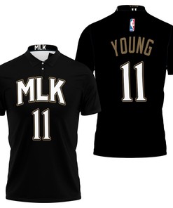 Atlanta Hawks Trae Young #11 Great Player NBA Basketball Team MLK 2020 Black Polo Shirt with Athleisure 3D T-ShirT