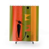 Atomic Cat Green and Yellow Retro Mid Century Modern Shower Curtain for a Chic Bathroom