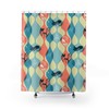 Atomic Cat Shower Curtain | Blue Mid Century Modern Bathroom Decor | Guest Bath Accessory | Restroom Shower Curtains
