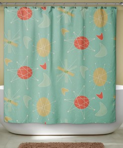 Atomic Mid Century Modern Shower Curtain: Retro Bath Decor