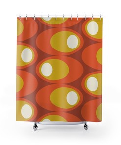 Atomic Star Shower Curtain, Mid Century Modern Bathroom Decor, Retro Bathroom Accessory