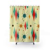Atomic Starburst Diamond Mid Century Modern Shower Curtain - Durable Polyester for Retro Atomic Age Bathroom Decor