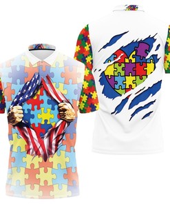 Autism Inside Flag Tshirts Super Hero Shirt Polo Shirt with Quote and 3D Printed Polo Shirts