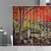 Autumn Fall Leaves Shower Curtain | Forest Trees Creek Water Landscape, Bathroom Home Decor | Housewarming Gift