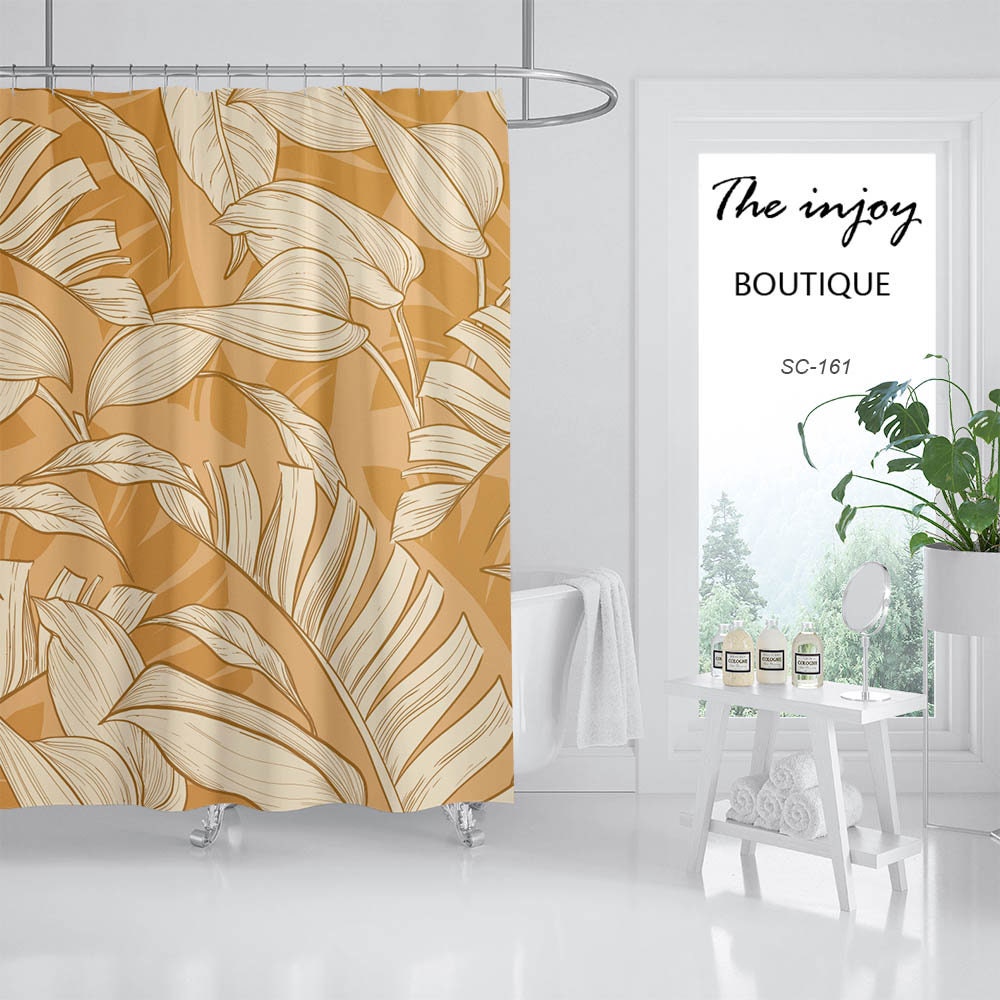 Autumn Leaves Shower Curtain, Cozy Leaf Home Decor, Waterproof Washable Bath Curtain with Hooks - Image 2