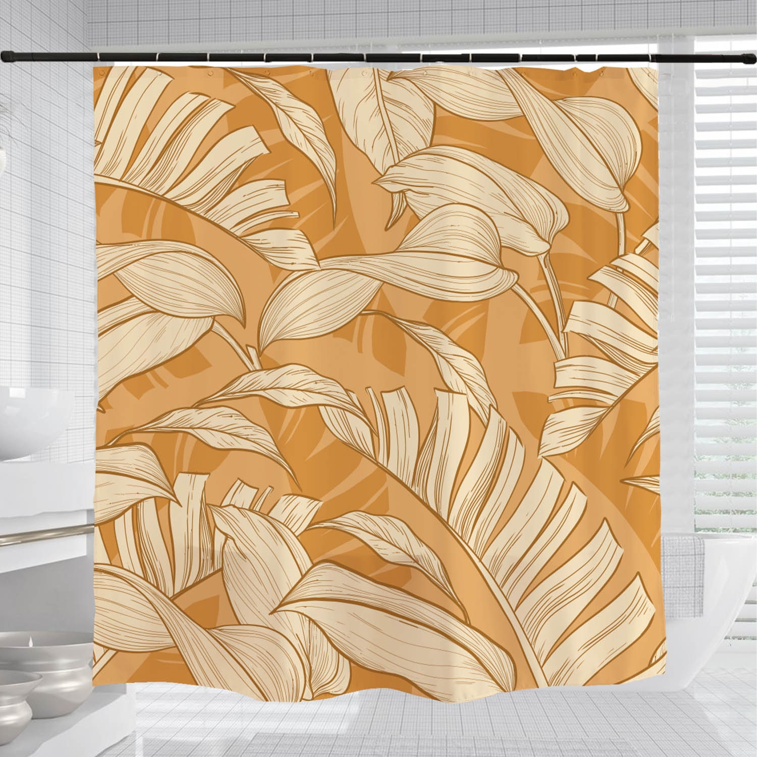 Autumn Leaves Shower Curtain, Cozy Leaf Home Decor, Waterproof Washable Bath Curtain with Hooks - Image 3