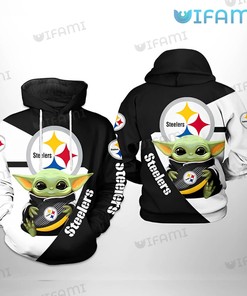 Baby Yoda White Black - Steelers All Over Print Hoodie