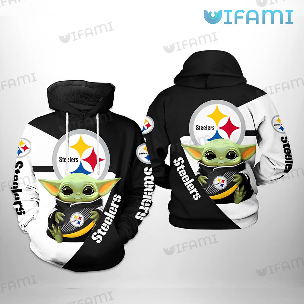 Baby Yoda White Black - Steelers All Over Print Hoodie