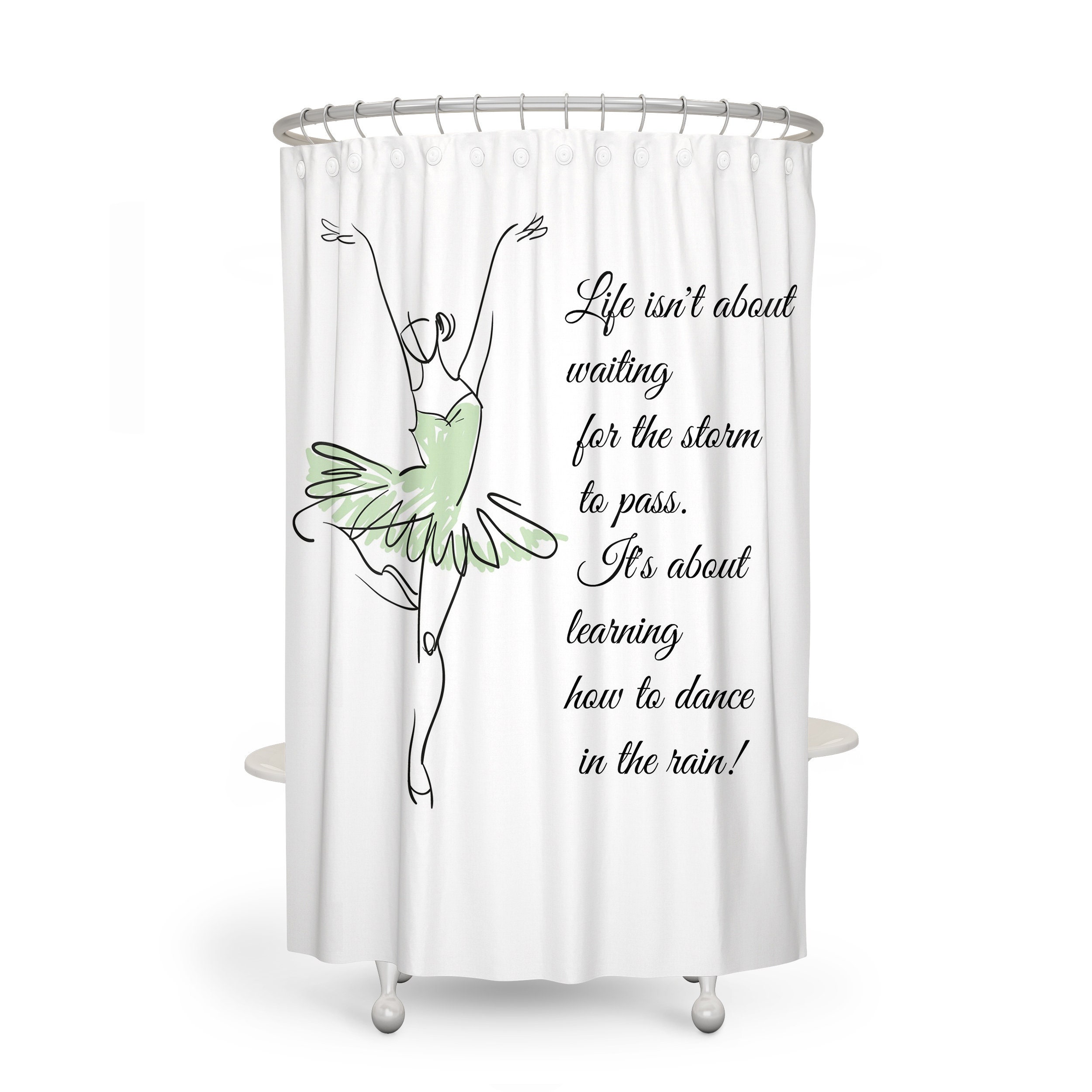 Ballerina Dancing In The Rain Quote Shower Curtain for a Inspirational Bathroom Decor - Image 3