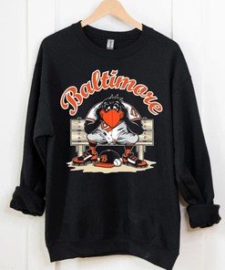 Baltimore Baseball Team Cute Mascot Mood Black Sweatshirt For Animal Lovers