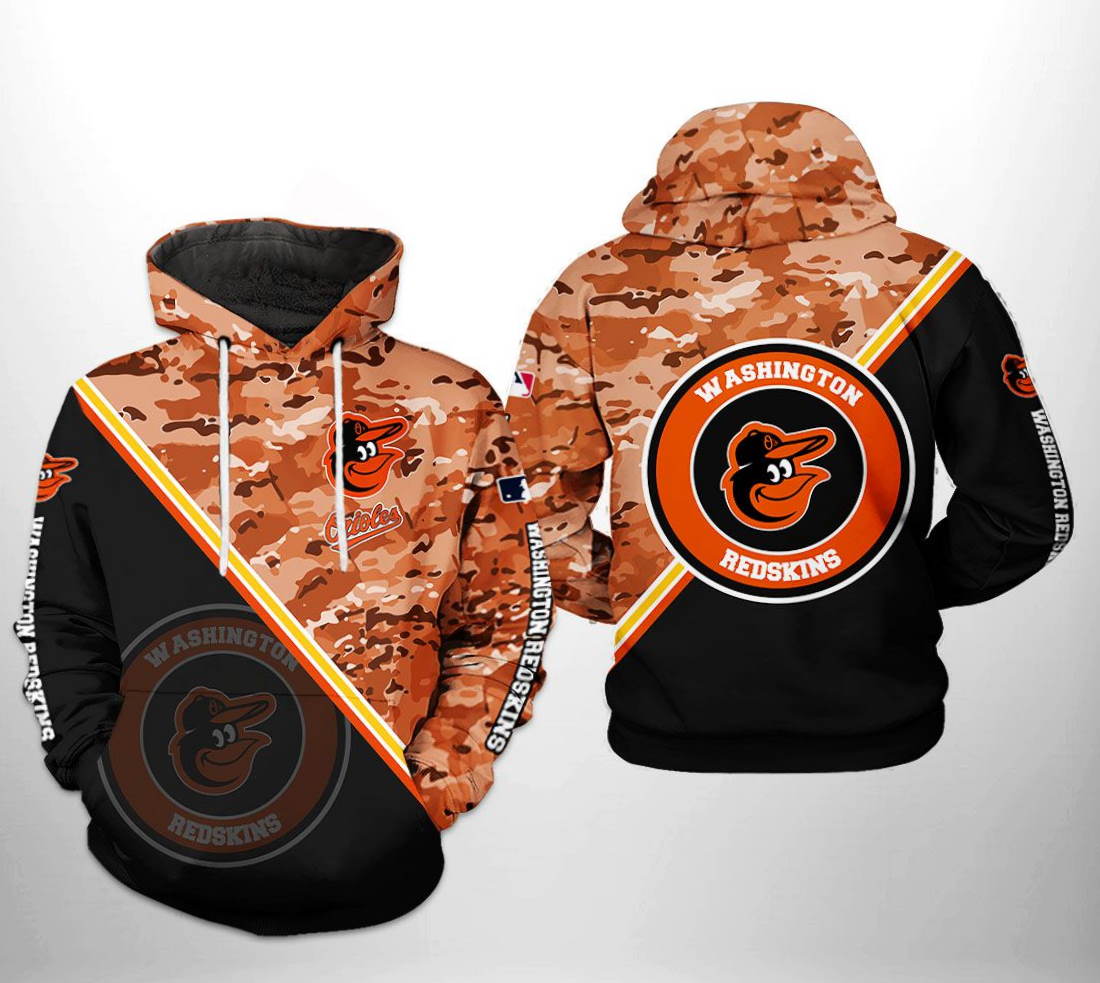 Baltimore Orioles All Over Print Camo Team 3D Hoodie