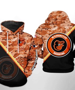 Baltimore Orioles All Over Print Camo Team 3D Hoodie Zipper