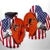 Baltimore Orioles All Over Print US Flag 3D Hoodie