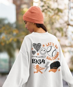 Baltimore Orioles Baseball Sweatshirt, Women'S Crewneck Retro Style