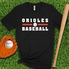 Baltimore Orioles Baseball T-Shirt, Black Cotton Tee
