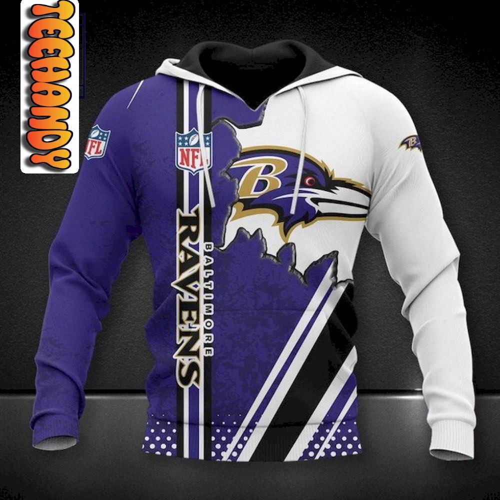 Baltimore Ravens Football NFL 3D Hoodie for Fans