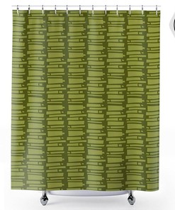 Bamboo Tiki Geometric Shower Curtain - Mid Century Modern Design for Chic Bathroom Decor
