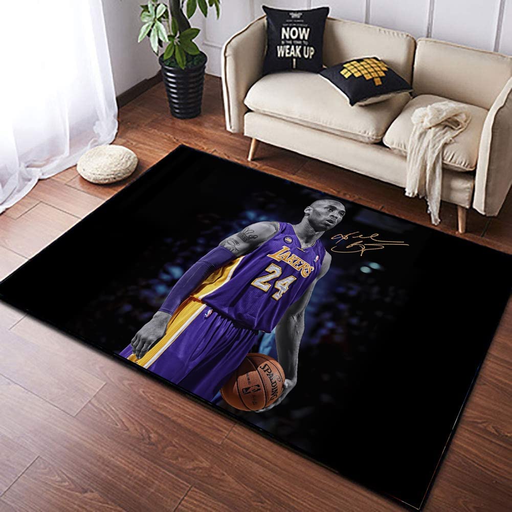 Basketball Area Rug for Teen Boys' Bedroom - Non-Slip Home Floor Mat with Printed Décor