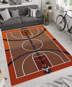 Basketball Court Rug for Boys' Room and Living Room - Sport Rug for Teen Room Decor and Gift for Him