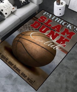 Basketball Court Theme Print Area Rug for Living Room and Bedroom Decor - Non-Slip with Printed Design