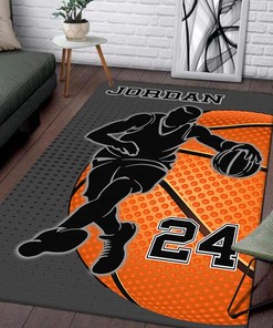 Basketball Player Rug with Personalized Name and Number - Runner Living Room Bedroom Anti-Skid Carpet Floor Mat Rug