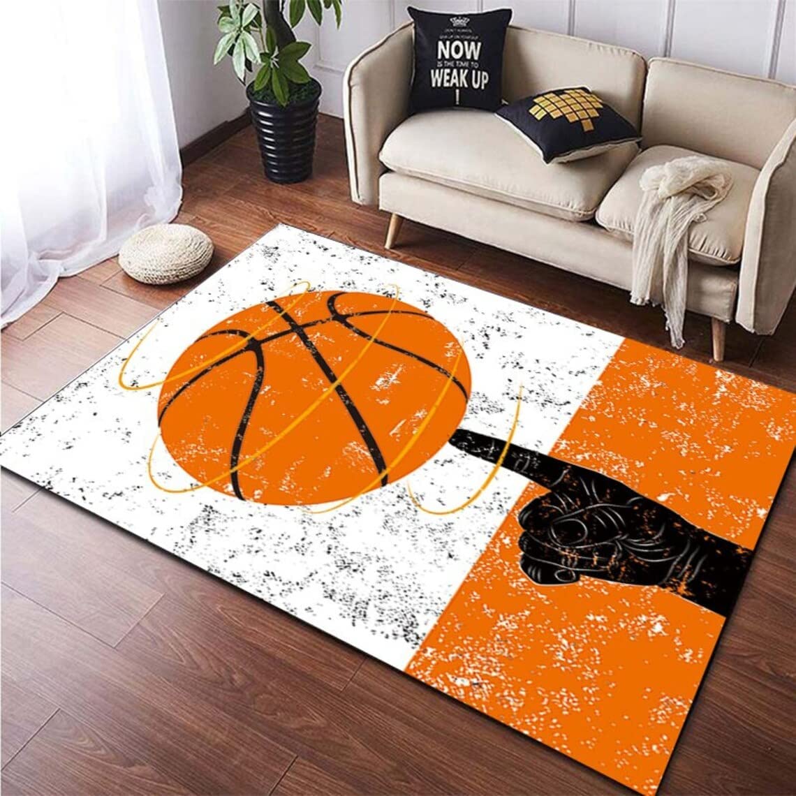 Basketball Rug for Boys' Room and Living Room Decor - Sport Rug with Non-Slip Area Rug Gift Option