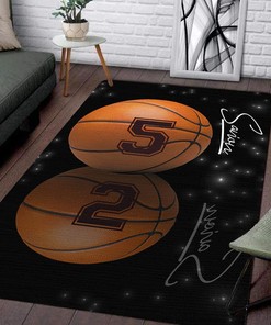 Basketball Shadow Rug with Personalized Name - Non Slip Play Rug for Boys Bedroom, Bathroom or Outdoor Living Room