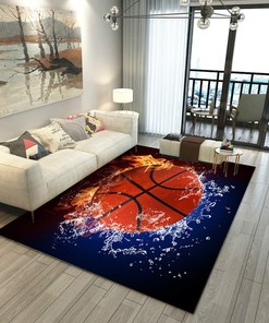 Basketball Vision Illusion Area Rug for Boys' Dorm and Living Room Decor